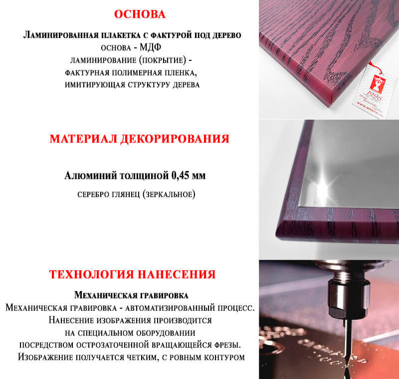 Плакетка с металлической пластиной П002-МЕХ-200