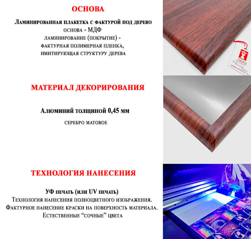 Плакетка с металлической пластиной П001-УФ0-201