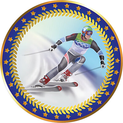 1399-144 Акриловая эмблема Лыжный спорт 50 мм 1399-144