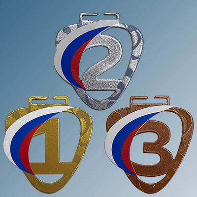 Комплект медалей Зореслав 1,2,3 место с лентами триколор 3654-070-132