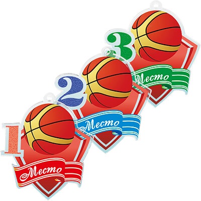 1771-008 Акриловая медаль баскетбол 1, 2, 3 место 1771-008