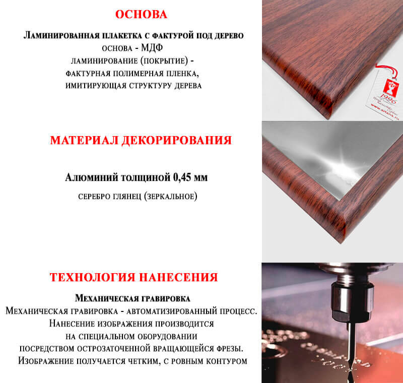 Плакетка с металлической пластиной П001-МЕХ-200