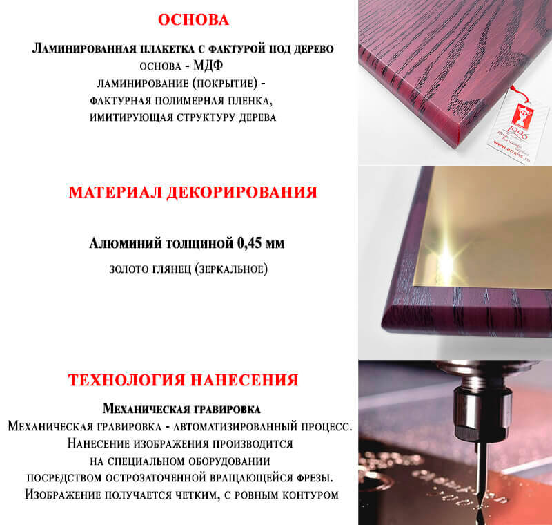 Плакетка с металлической пластиной П002-МЕХ-100