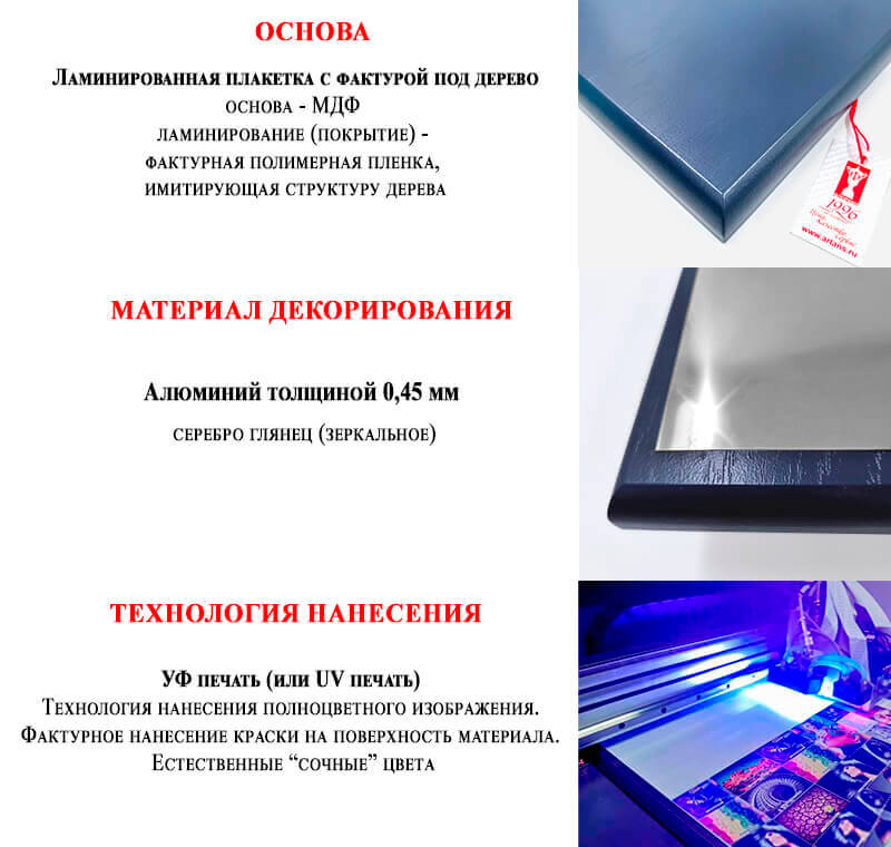 Плакетка с металлической пластиной П003-УФ0-200