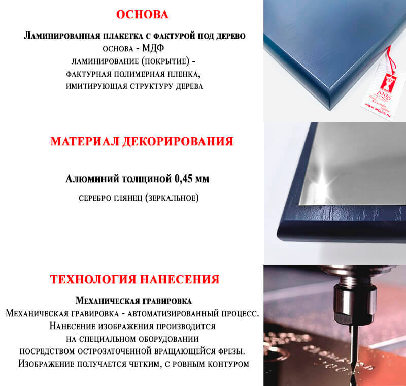 Плакетка с металлической пластиной П003-МЕХ-200
