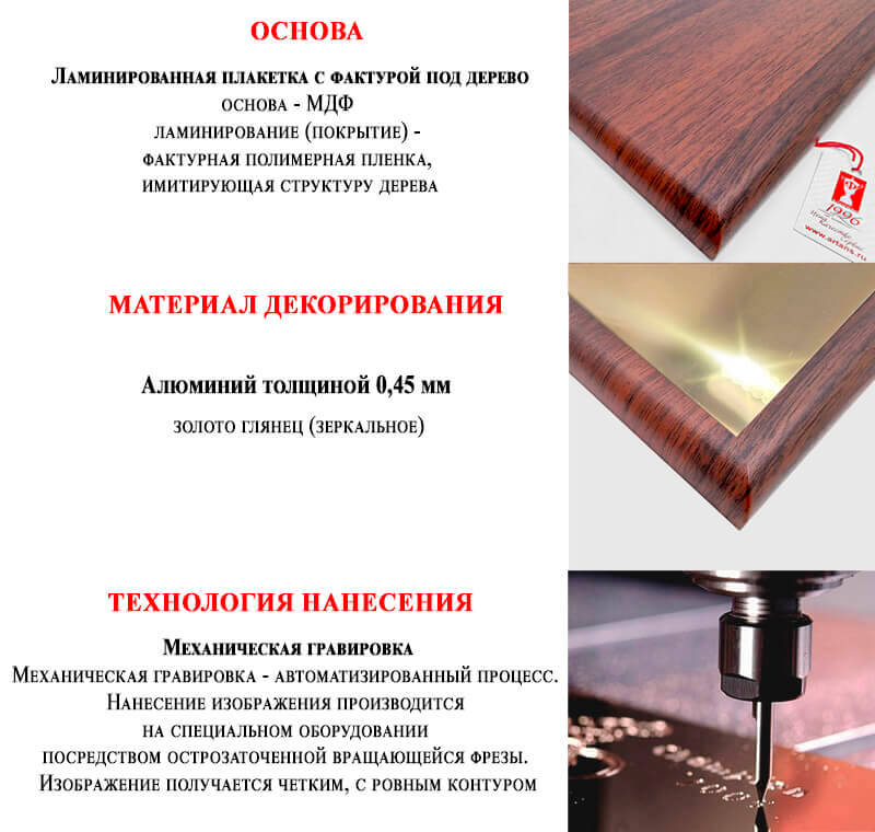 Плакетка с металлической пластиной П001-МЕХ-100