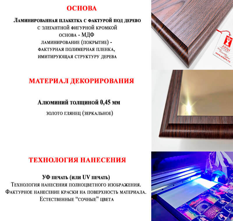 Плакетка с металлической пластиной П005-УФ0-100