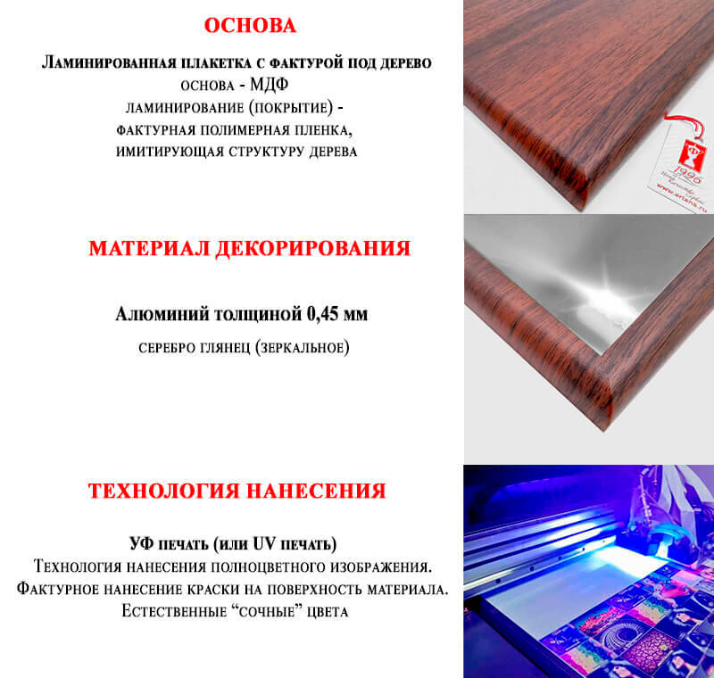Плакетка с металлической пластиной П001-УФ0-200