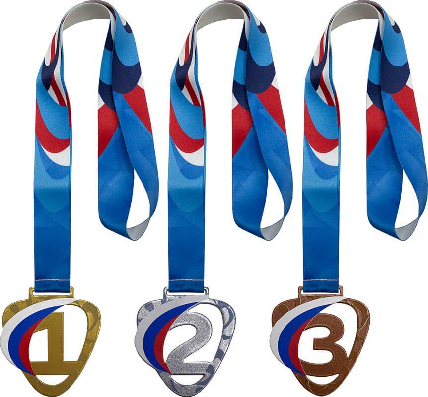 Комплект медалей Зореслав 1,2,3 место с сублимац.лентами 1-а сторона 3654-070-001