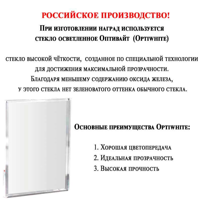 Награда из стекла с цветной печатью 2732-175-У10
