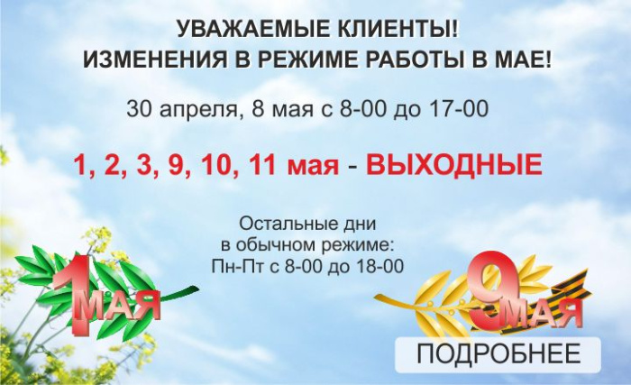 Изменение режима работы в новогодние праздники