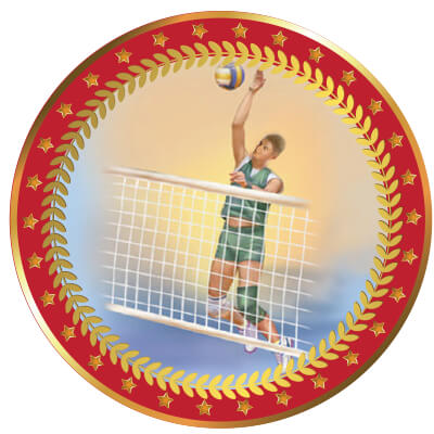 1399-125 Акриловая эмблема Волейбол мужской 50 мм 1399-125